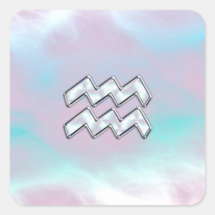 Aquarius Zodiac Symbol auf der Mutter von Pearl Na Quadratischer Aufkleber