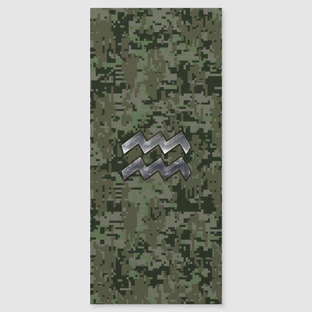 Aquarius Zodiac-Symbol auf grüner digitaler Camouf Magnetkarte (Vorderseite)