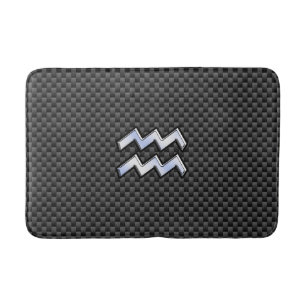Aquarius Zodiac Symbol Carbon Fibre Decor Badematte