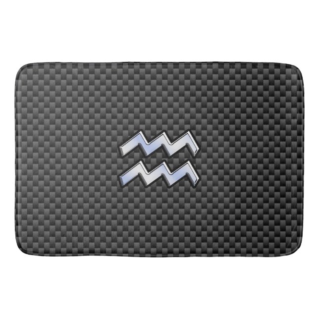 Aquarius Zodiac Symbol Carbon Fibre Decor Badematte (Vorderseite)