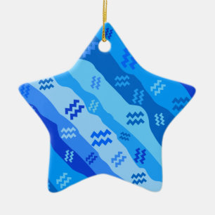 Aquarius Zodiac Symbol Keramik Ornament