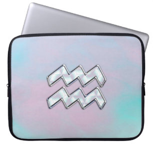 Aquarius Zodiac Symbol Mutter von Pearl Nacre Styl Laptopschutzhülle