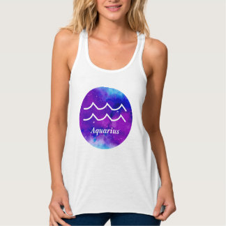 Aquarius Zodiac Symbol Space Nebula Tank Top