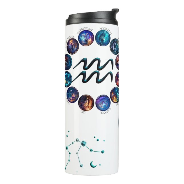 Aquarius Zodiac Tumbler Thermosbecher (Nach links gedreht)