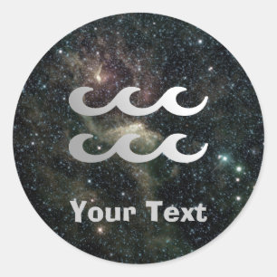 Aquarius Zodiac Universe Name Gift Tag Buchzeichen Runder Aufkleber