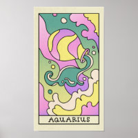 Aquarius Zodiac Unterkunft Abstrakte Art Vintage P