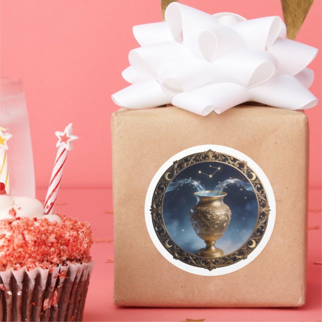 Aquarius Zodiac Water Bearer Runder Aufkleber (Party)