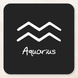Aquarius Zodiac-Zeichen auf schwarzem Hintergrund Rechteckiger Pappuntersetzer