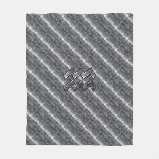 Aquarius Zodiac-Zeichen gestörter Silberstahl Fleecedecke (Vorderseite)