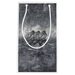 Aquarius Zodiac-Zeichen gestörter Silberstahl Kleine Geschenktüte