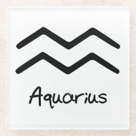 Aquarius Zodiac-Zeichen im weißen Hintergrund Glasuntersetzer