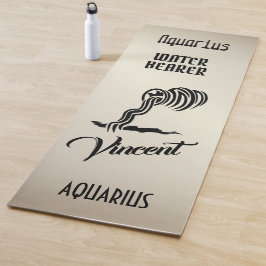 Aquarius Zodiac Zeichen und Symbol Antikes Gold Yogamatte