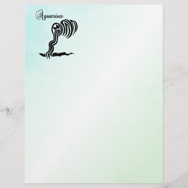 Aquarius Zodiac Zeichen und Symbol Blau Grün (Vorderseite)