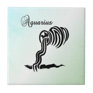 Aquarius Zodiac Zeichen und Symbol Blau Grün Fliese