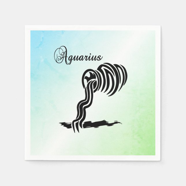 Aquarius Zodiac Zeichen und Symbol Blau Grün Serviette (Vorderseite)