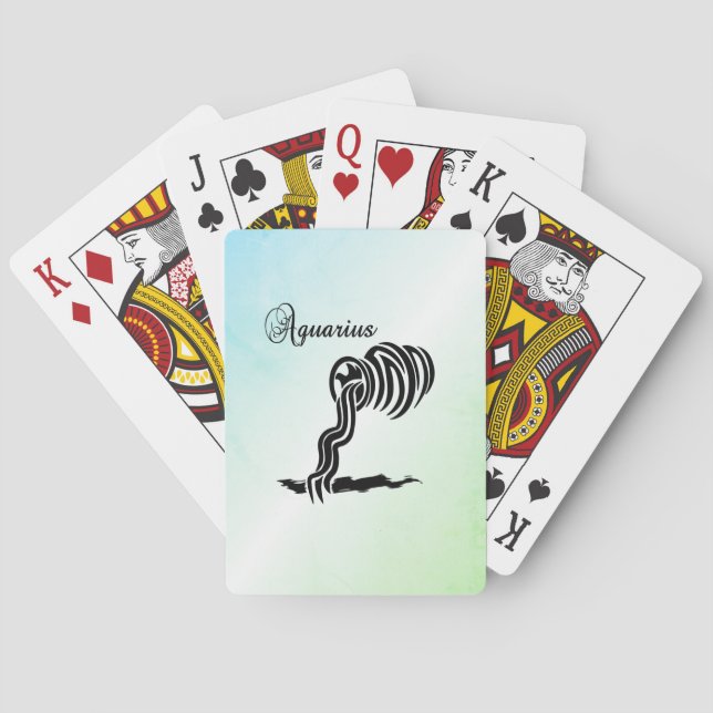 Aquarius Zodiac Zeichen und Symbol Blau Grün Spielkarten (Rückseite)