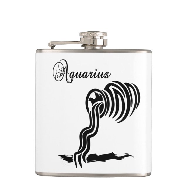 Aquarius Zodiac Zeichen und Symbol Flachmann (Vorderseite)
