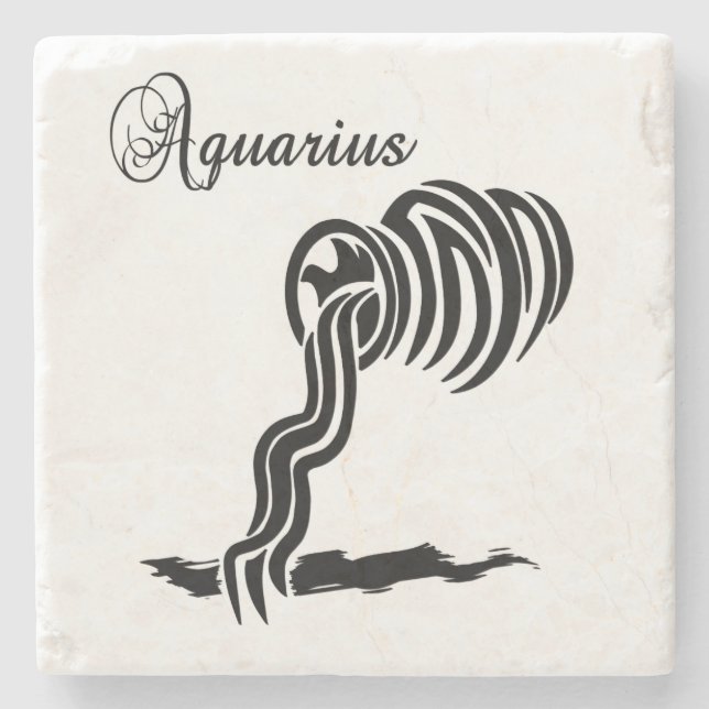 Aquarius Zodiac Zeichen und Symbol Steinuntersetzer (Vorderseite)