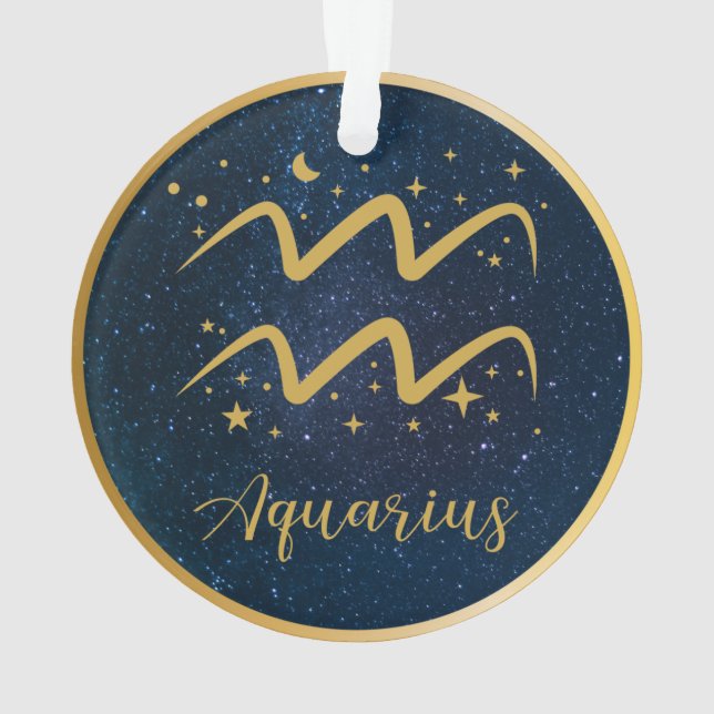 Aquarius-Zodiakymbol, goldene Sterne personalisier Ornament (Rückseite)