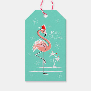 Aquarückseite der Weihnachtsflamingo-frohen Geschenkanhänger
