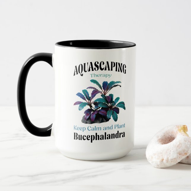 Aquascaping Therapy – Keep Calm and Plant Bucephal Tasse (Mit Donut)