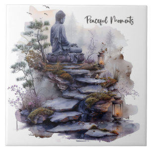 Aquatercolor Buddha Friedliche Stunde Keramik Tile Fliese