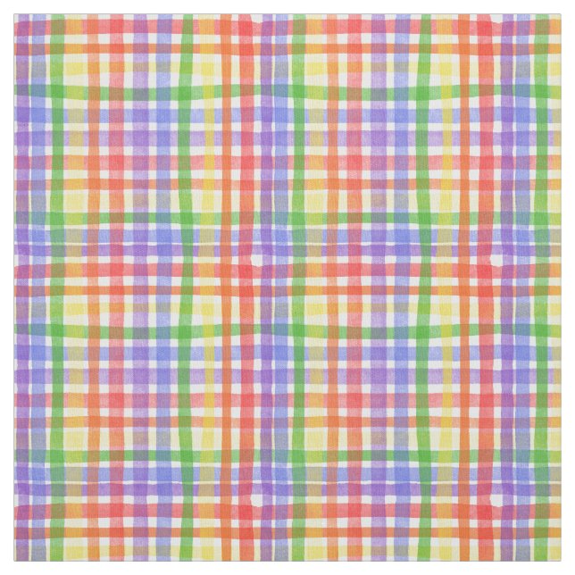 Aquatercolor Rainbow Kariert / Gingham Stoff (Muster)