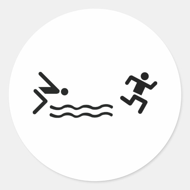 Aquathlon-Symbol Runder Aufkleber (Vorderseite)