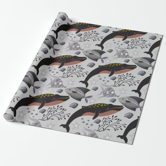 Aquatic animals pattern | ocean underwater life 22 geschenkpapier (Ungerollt)