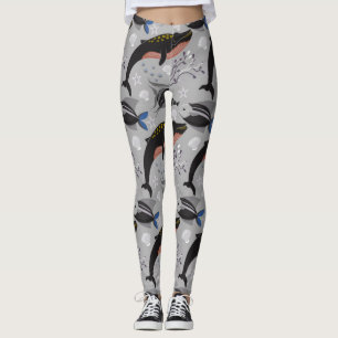 Aquatic animals pattern ocean underwater life 23 leggings