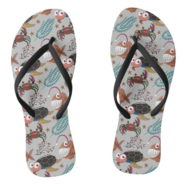 Aquatic animals pattern | ocean underwater life 37 flip flops (Fußbett)