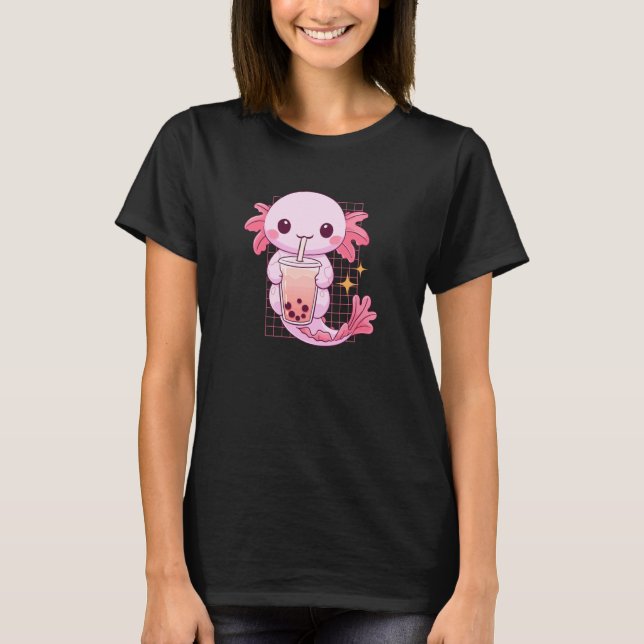 Aquatic Creature Drinking Boba Tea Kawaii Cute Fun T-Shirt (Vorderseite)
