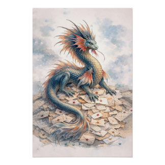 Aquatic-Drachen-Buchstaben Poster