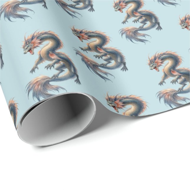 Aquatic Dragon Geschenkpapier (Rolleneckpunkt)