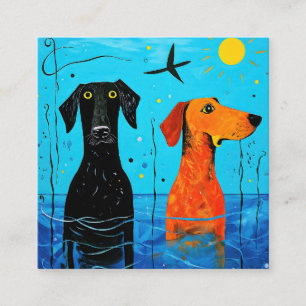 "Aquatic Duo of Joy" - surreal farbige Hunde Begleitkarte