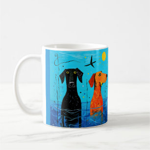 "Aquatic Duo of Joy" - surreal farbige Hunde Kaffeetasse