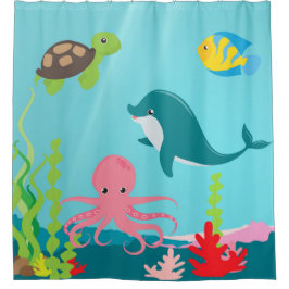 Aquatic Ocean Life Dusche Vorhang