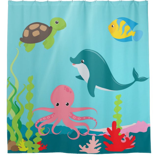 Aquatic Ocean Life Dusche Vorhang (Vorderseite)