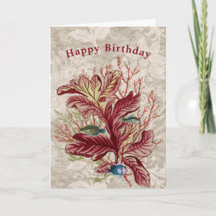 Aquatic Red Coral Seaweed Fisch Geburtstag Karte