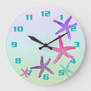 Aquatic Starfish in Pastellfarben Große Wanduhr
