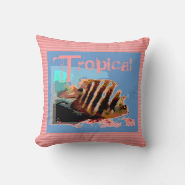 Aquatic Stripes and Dots Pattern Pillow Kissen (Vorderseite)