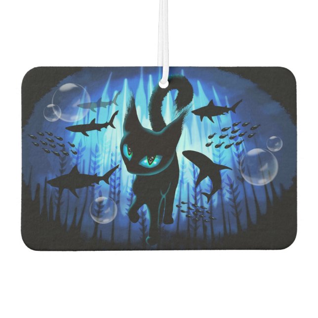 Aquaticat - surreale Katze im Tiefsee Autolufterfrischer (Vorderseite)