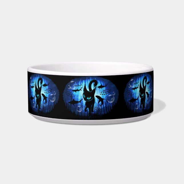 Aquaticat - surreale Katze im Tiefsee Napf (Vorderseite)