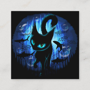 Aquaticat - surreale Katze im Tiefsee Quadratische Visitenkarte