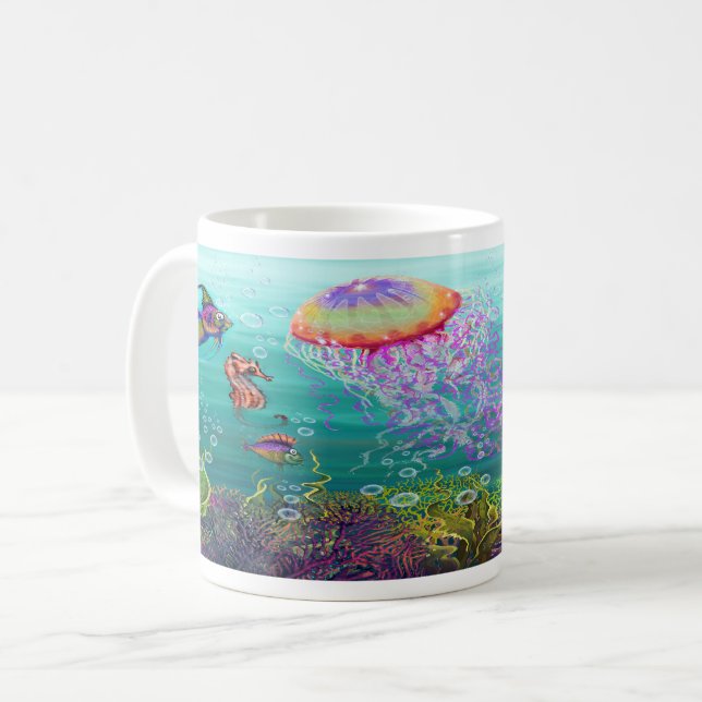 Aquatische Fantasie Kaffeetasse (Vorderseite Links)