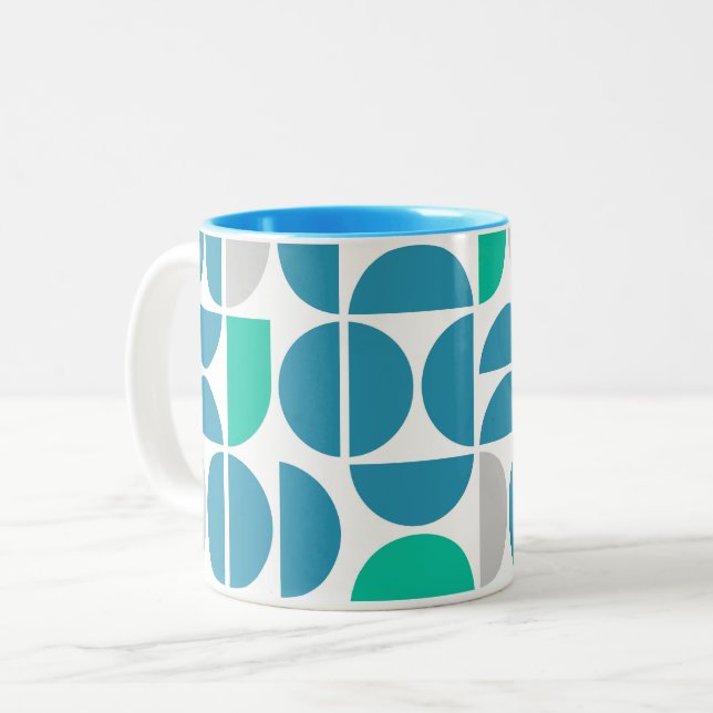 Aquatische Fliesen aus der Mitte des Jahrhunderts Zweifarbige Tasse (Vorderseite Links)