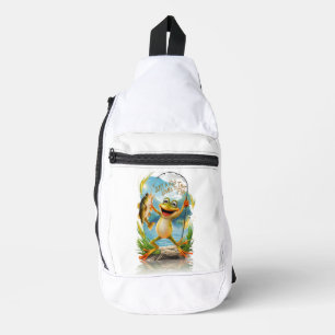 Aquatische Freundschaft: Frosch mit Fisch im Wasse Crossbody Bag