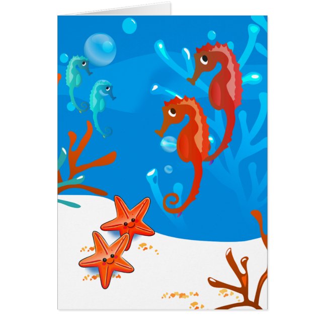 Aquatische Ozeane Niedliches Seepferd Starfish Cus (Vorne)