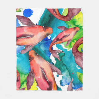 Aquatisches Set. Rotes Meer und exotische Fische i Fleecedecke
