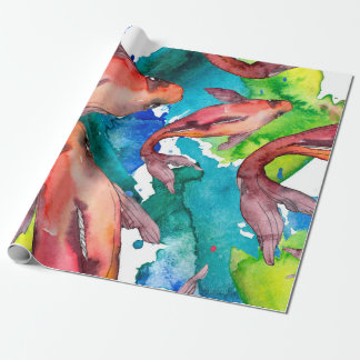 Aquatisches Set. Rotes Meer und exotische Fische i Geschenkpapier